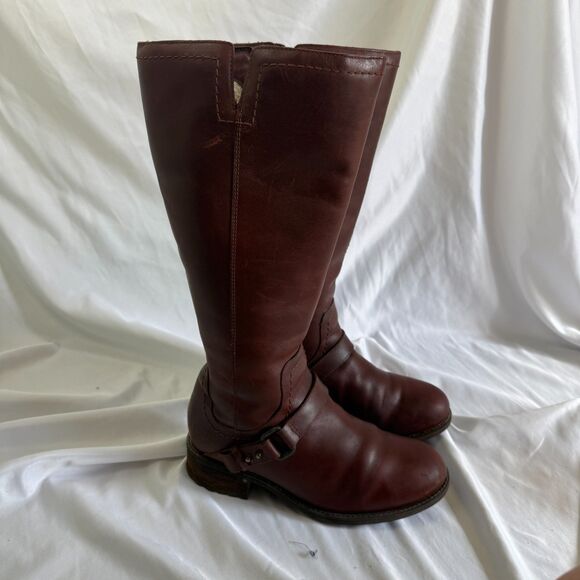 UGG Brown Red Dahlen Leather Womens Lined Equestrian Boots Winter 1006043 Size 7 - Picture 4 of 14